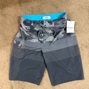 NWT Sonoma Gray Camouflage Swim Trunk Shorts Flexwear Size 28